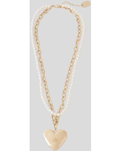 Karl Lagerfeld K/heart Pearls Necklace - White