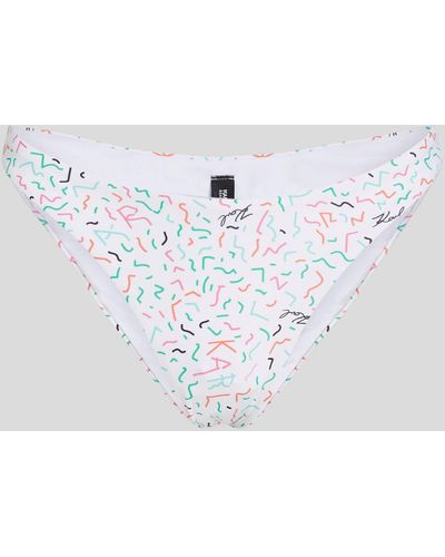 Karl Lagerfeld Geometric Print High-leg Bikini Bottoms - White