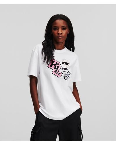 Karl Lagerfeld T-shirt Oversize K/ikonik D'inspiration Universitaire - Blanc