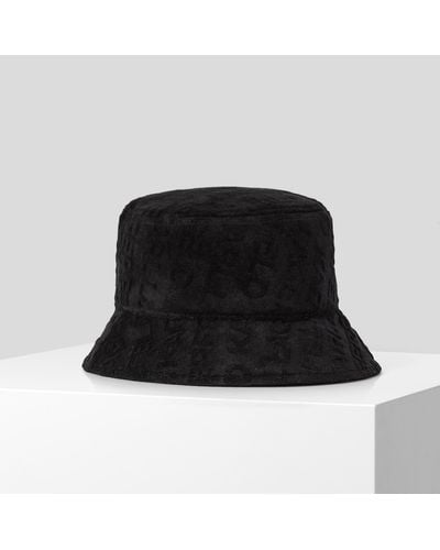 Karl Lagerfeld K/logo Beach Terry Bucket Hat - Black