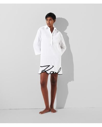 Karl Lagerfeld Signature Cotton Beach Dress - White