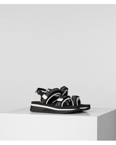 Karl Lagerfeld Velocita Wedge Strap Sandals - Black