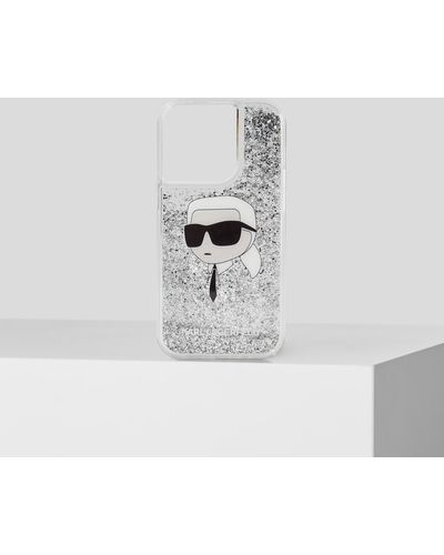 Karl Lagerfeld Coque Karl En Gel Pailleté Pour Iphone 14 Pro - Blanc