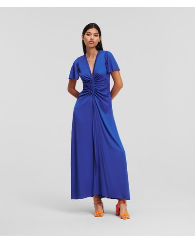 Karl Lagerfeld Rouched Maxi Dress - Blue