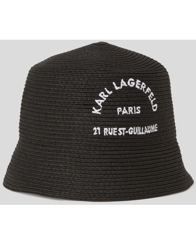 Karl Lagerfeld Rue St-guillaume Straw Bucket Hat - Black