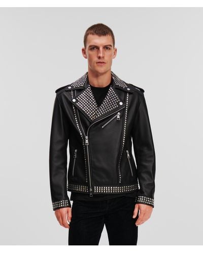 Karl Lagerfeld Studded Leather Jacket Handpicked By Hun Kim - Black
