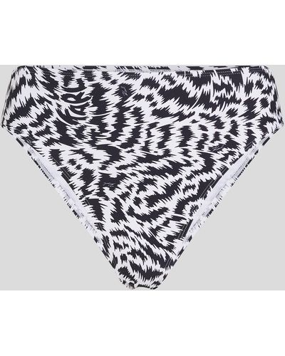 Karl Lagerfeld Animal Print High-rise Bikini Bottoms - White