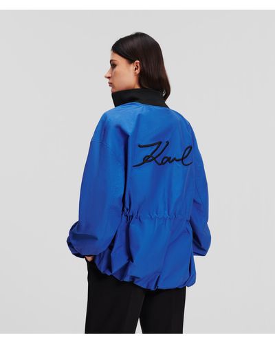 Karl Lagerfeld Cinched Bomber Jacket - Blue