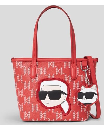 Karl Lagerfeld K/ikonik Monogram Small Tote Bag - Red