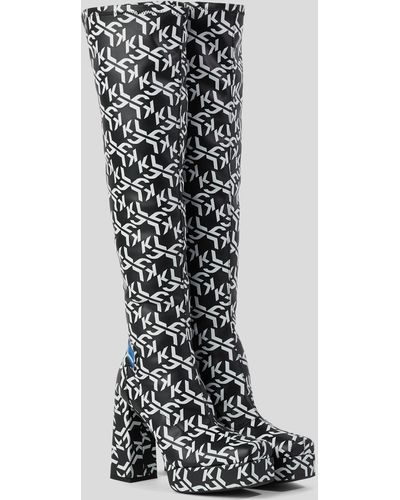 Karl Lagerfeld Kl Jeans Stak Heel Ii Boots - Black