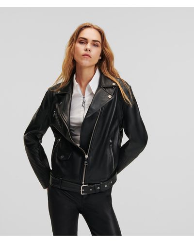 Blousons en cuir Karl Lagerfeld pour femme | Réductions en ligne jusqu'à 40  % | Lyst