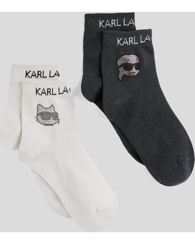 Karl Lagerfeld K/ikonik Rhinestone-embellished Socks – 2 Pack - Black