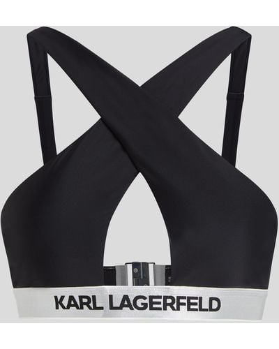 Karl Lagerfeld Karl Logo Halter Bikini Top - Black