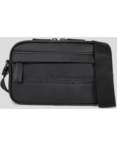 Karl Lagerfeld K/essential Leather Crossbody Bag - Black