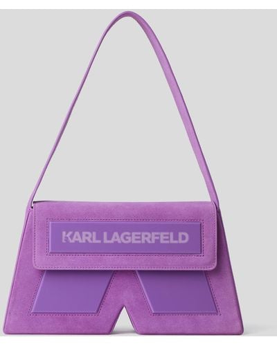 Karl Lagerfeld Sac Porté Épaule En Daim De Taille Moyenne Ikon K - Violet