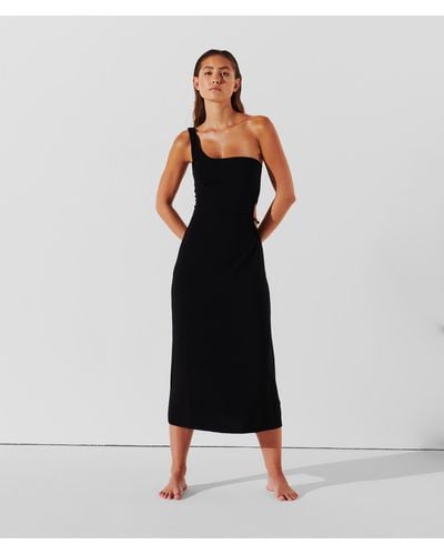 Karl Lagerfeld Karl Signature One-shoulder Beach Dress - Black