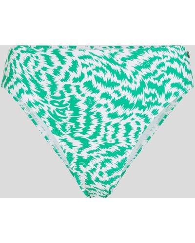 Karl Lagerfeld Animal Print High-rise Bikini Bottoms - Blue