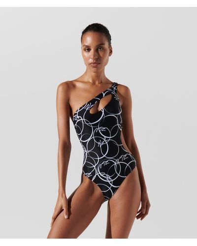 Karl Lagerfeld Circle Print Cutout Swimsuit - Multicolour