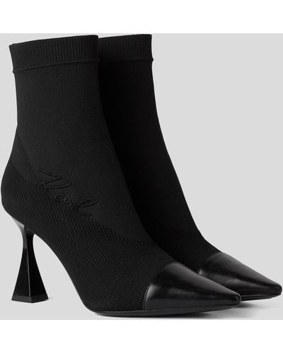 Karl Lagerfeld Debut Ii Knit Ankle Boots - Black