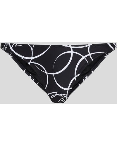 Karl Lagerfeld Circle Print Brazilian Bikini Bottoms - Black