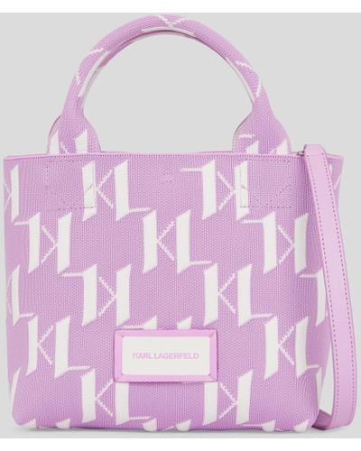 Karl Lagerfeld K/monogram Knit Small Tote Bag - Pink