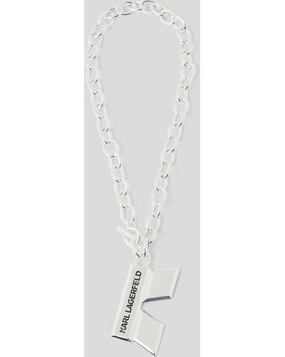 Karl Lagerfeld Ikon K Charm Necklace - White