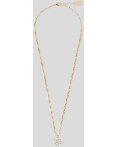 Karl Lagerfeld K/heart Pavé Charm Necklace - White