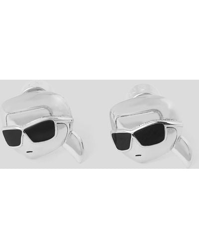 Karl Lagerfeld K/ikonik Karl Stud Earrings - White
