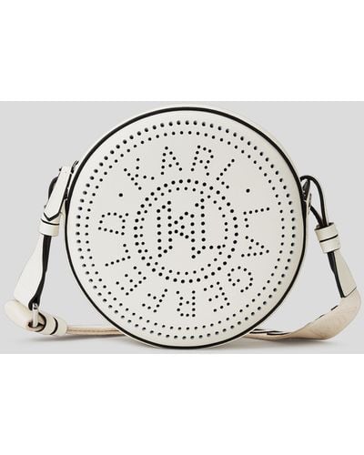 Karl Lagerfeld K/circle Round Perforated Logo Crossbody Bag - Metallic