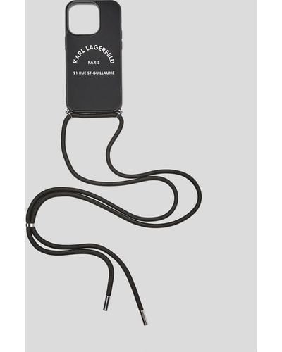 Karl Lagerfeld Coque De Protection Rue St-guillaume Pour Iphone 14 Pro Avec Bandoulière - Blanc