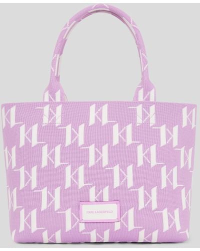 Karl Lagerfeld K/monogram Knit Medium Tote Bag - Pink