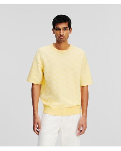 Karl Lagerfeld Kl Monogram Knitted T-shirt - Yellow