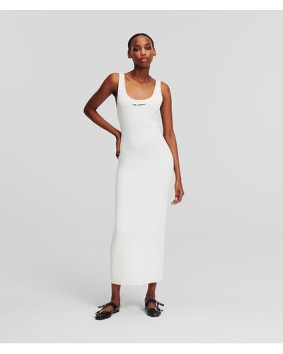 Karl Lagerfeld Rib-knit Sleeveless Dress - White