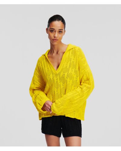 Karl Lagerfeld Kl Monogram Knitted Jumper - Yellow