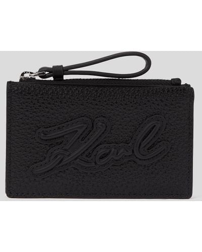 Karl Lagerfeld K/skuare Grainy Zip Card Holder - Black