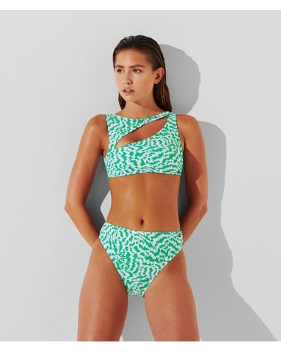 Karl Lagerfeld Animal Print Cut-out Bikini Top - Green