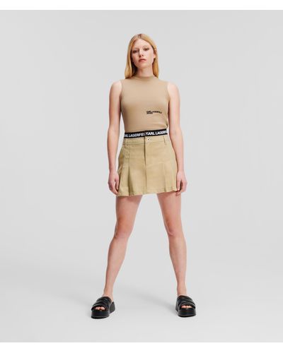 Karl Lagerfeld Klj Logo Pleated Mini Skirt - Natural