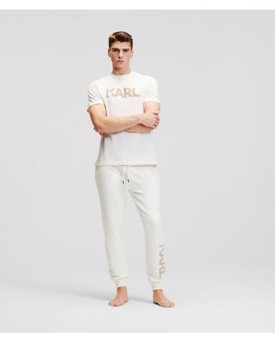 Karl Lagerfeld Pantalon De Jogging Avec Logo Karl Floqué - Blanc