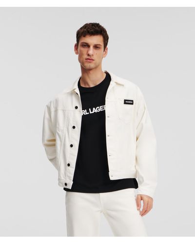 Karl Lagerfeld Veste En Jean Avec Logo Karl - Blanc