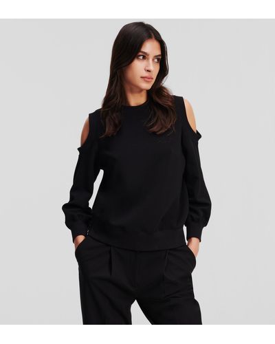 Karl Lagerfeld Modal-blend Cut-out Sweatshirt - Black