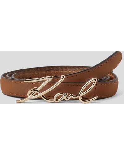 Karl Lagerfeld Signature Leather Belt - Brown