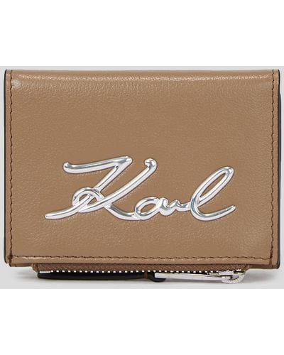 Karl Lagerfeld K/signature Trifold Zip Card Holder - Natural