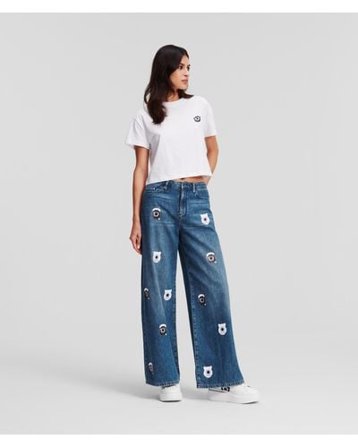Karl Lagerfeld Kl X Darcel Disappoints Printed Denim Trousers - Blue