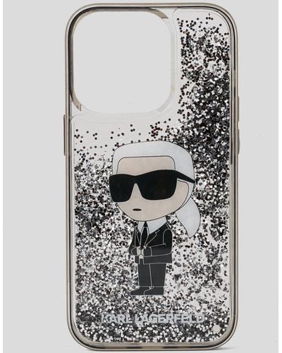 Karl Lagerfeld Coque À Paillettes K/ikonik Pour Iphone 14 Pro - Blanc