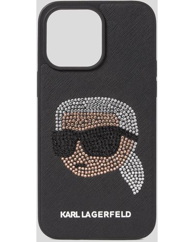 Karl Lagerfeld Coque Avec Strass Pour Iphone 14 Pro Max K/ikonik 2.0 - Noir