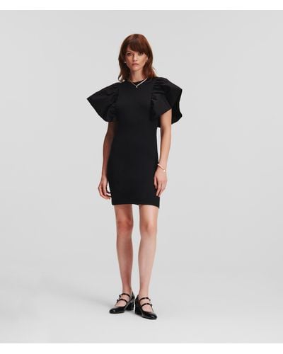 Karl Lagerfeld Volume-sleeve Sweat Dress - Black
