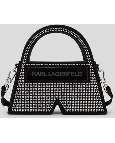 Karl Lagerfeld Petit Sac À Main Ikon K Serti De Cristaux - Noir