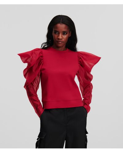 Karl Lagerfeld Fabric Mix Sweatshirt - Red