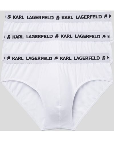 Karl Lagerfeld Lot De 3 slips À Logo - Blanc