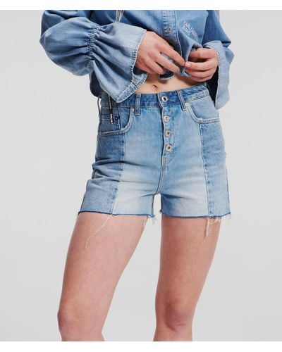Karl Lagerfeld Klj High-waisted Block Denim Shorts - Blue